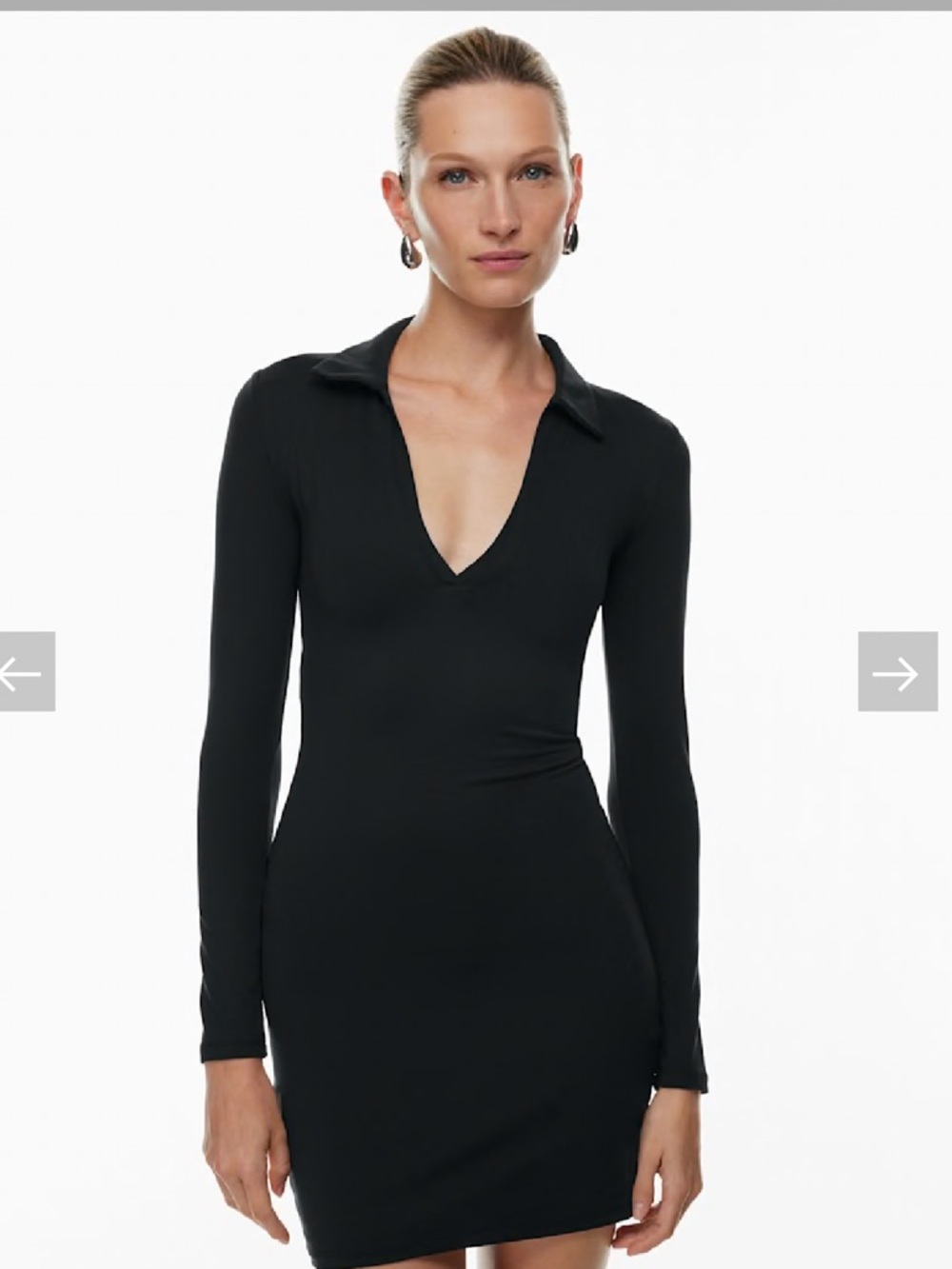 Babaton Contour Polo Longsleeve Black Dress XS